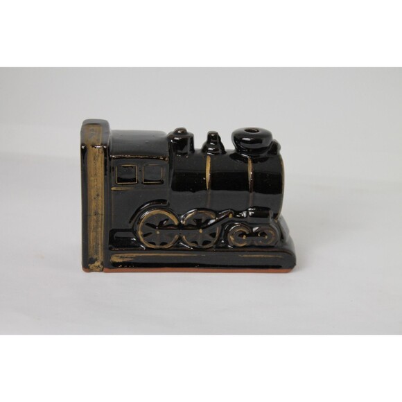 Vintage Red Clay Black Steam Engine Train One Bookend Made In Japan - Picture 7 of 8